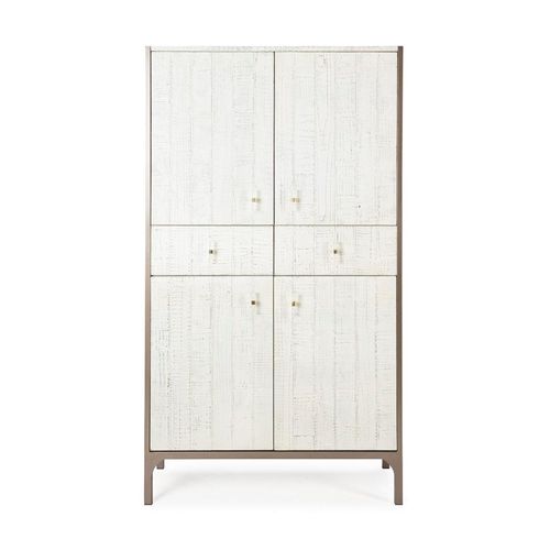 Buffet 100x45x178 Bois Blanc/métal Brun