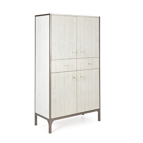 Buffet 100x45x178 Bois Blanc/métal Brun
