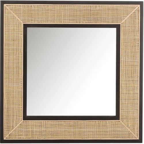 Miroir Mural Bois Clair Verre 80x80x3cm