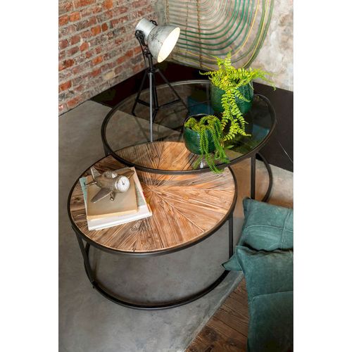 Tables Gigognes (x2) Marron Verre 91x91x41cm