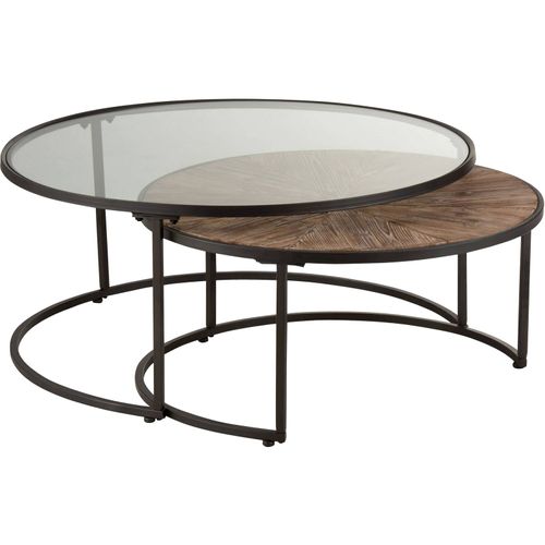 Tables Gigognes (x2) Marron Verre 91x91x41cm