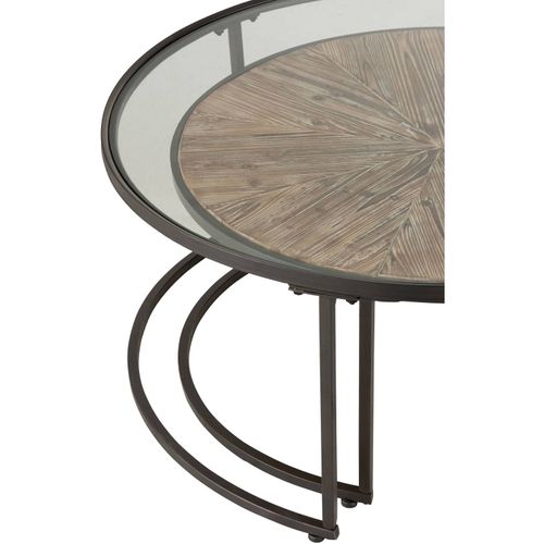 Tables Gigognes (x2) Marron Verre 91x91x41cm