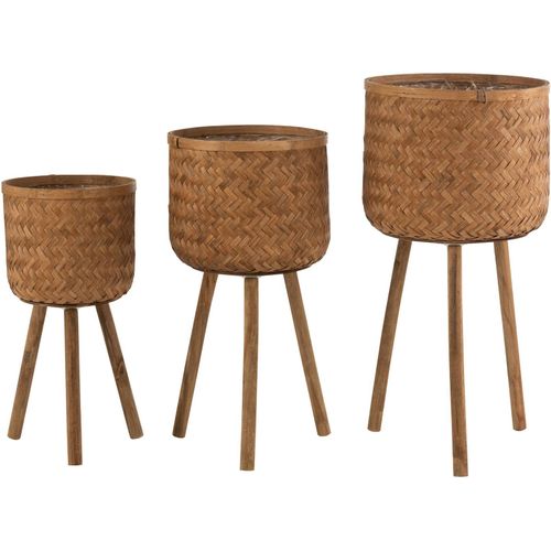 Cache-pot (x3) Bois Clair Bambou 37x37x75cm