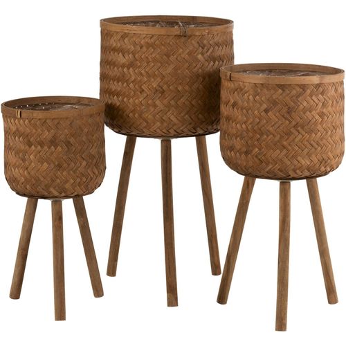 Cache-pot (x3) Bois Clair Bambou 37x37x75cm