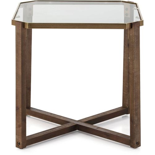 Table D’appoint 60x60x60 Verre/bois/métal Doré