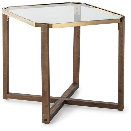 Table D’appoint 60x60x60 Verre/bois/métal Doré