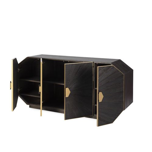 Buffet 180x45x85 Bois Marron Fonce/métal Doré