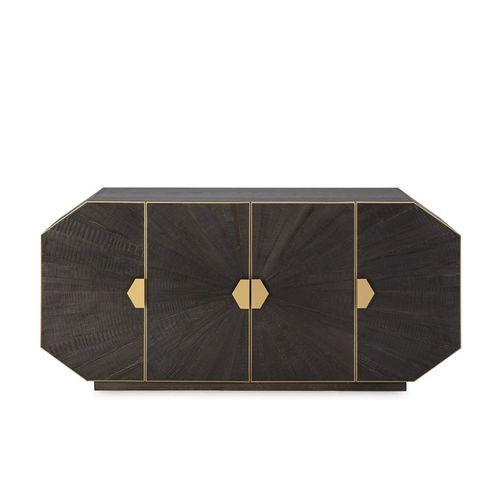 Buffet 180x45x85 Bois Marron Fonce/métal Doré