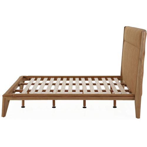 Lit 178x200 Bois Naturel/cuir Synthétique Camel