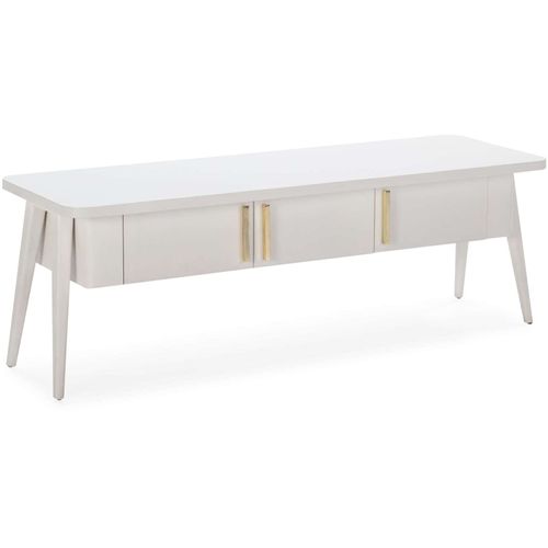 Meuble TV Bois Blanc 150x50x51cm