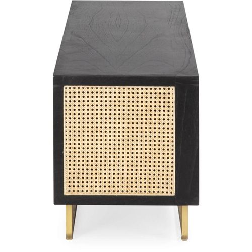 Meuble TV Bois Noir 160x42x52cm