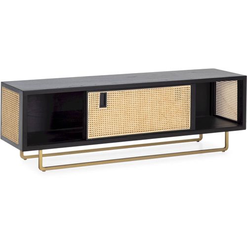 Meuble TV Bois Noir 160x42x52cm