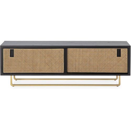 Meuble TV Bois Noir 160x42x52cm