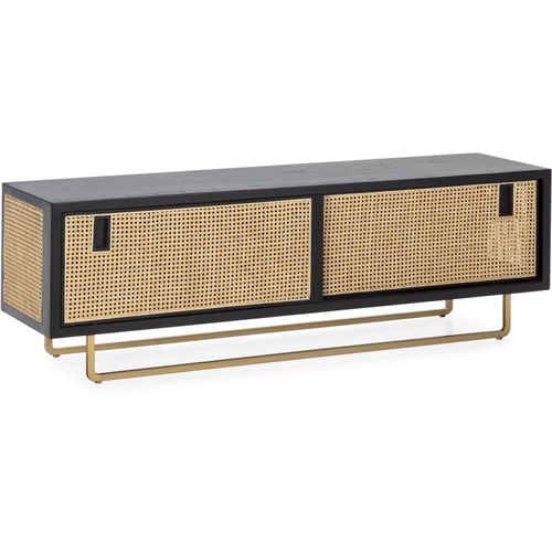 Meuble TV Bois Noir 160x42x52cm