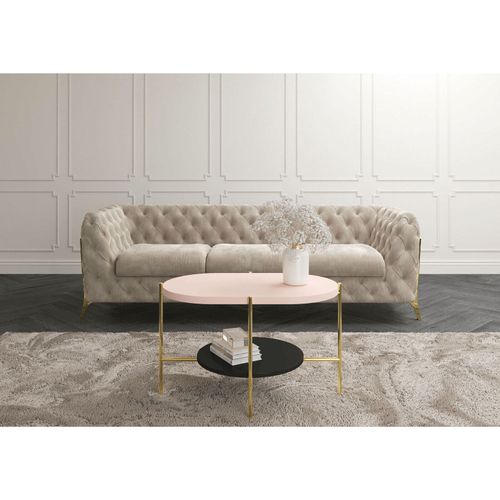 Table Basse Bois Rose, Noir, Base Dorée 80x50x50cm