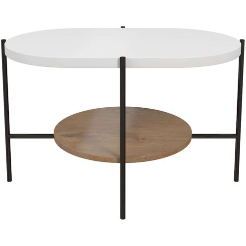 Table Basse Bois Blanc, Chêne Et Piètement Noir 80x50x50cm