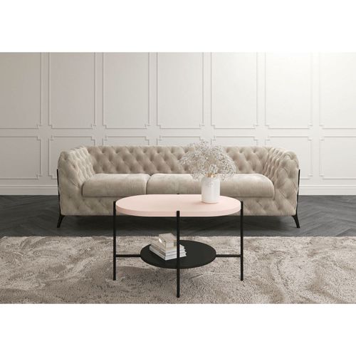 Table Basse Bois Rose, Base Noire 80x50x50cm