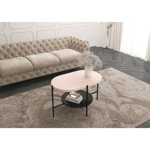 Table Basse Bois Rose, Base Noire 80x50x50cm