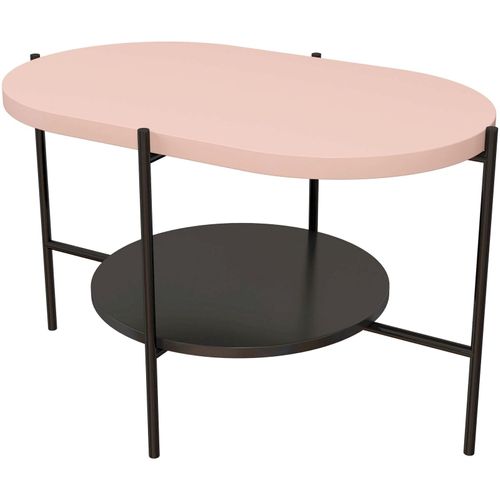 Table Basse Bois Rose, Base Noire 80x50x50cm