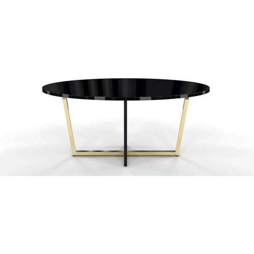 Table Basse Bois Noir Et Doré 110x60x45,5cm