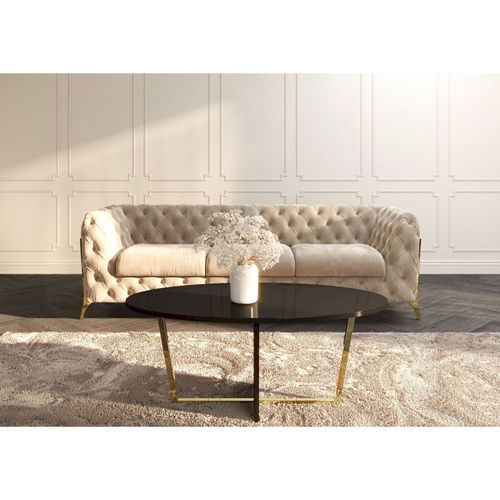 Table Basse Bois Noir Et Doré 110x60x45,5cm