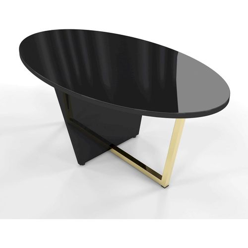 Table Basse Bois Noir Et Doré 110x60x45,5cm