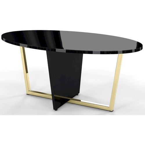 Table Basse Bois Noir Et Doré 110x60x45,5cm