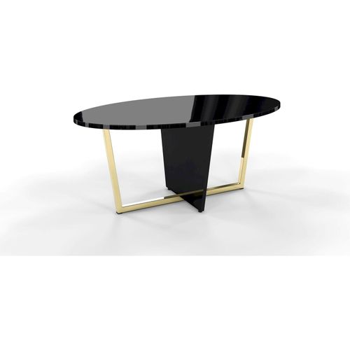 Table Basse Bois Noir Et Doré 110x60x45,5cm