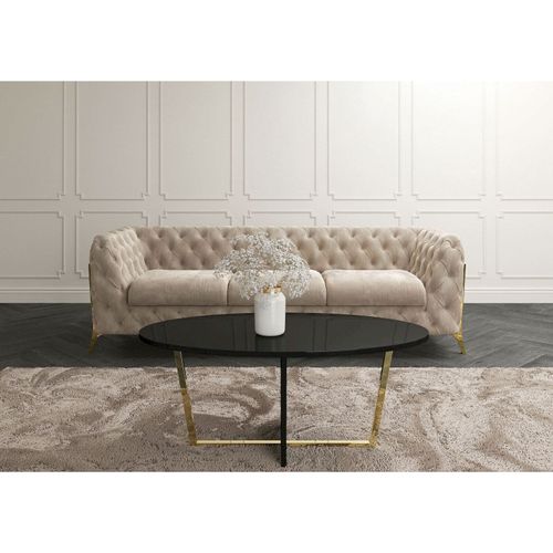 Table Basse Bois Noir Et Doré 110x60x45,5cm