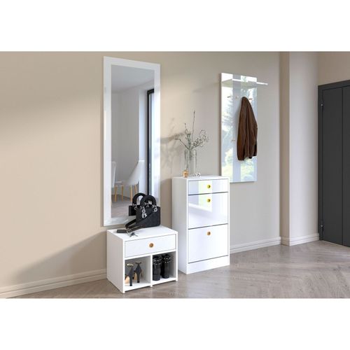 Miroir Bois Blanc Et Doré 54,1x1,8x160cm