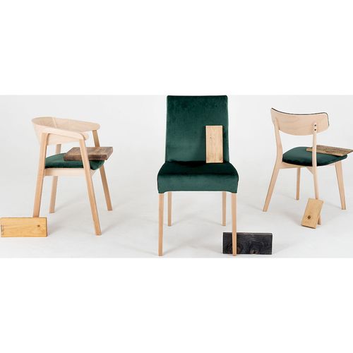 Chaise Tissu Vert 45x58x93cm