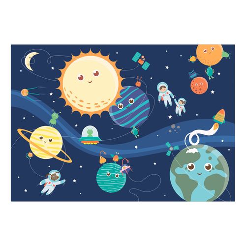 Papier Peint Happy Planets 450 X 315 Cm Bleu