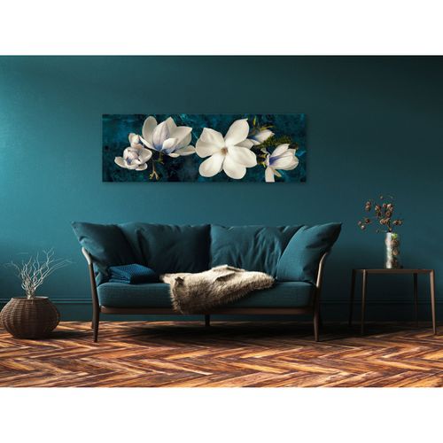 Tableau Avant-garde Magnolia (1 Part) Narrow Turquoise 90 X 30 Cm Bleu