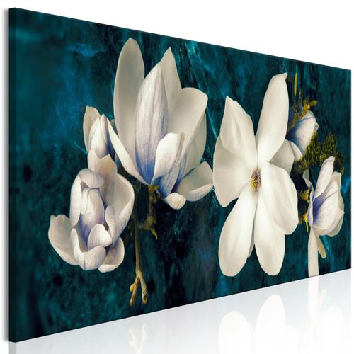Tableau Avant-garde Magnolia (1 Part) Narrow Turquoise 90 X 30 Cm Bleu