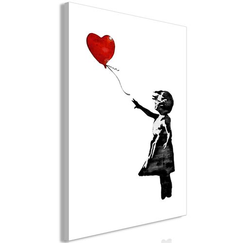 Tableau Banksy : Fille Au Ballon (1 Partie) Vertical 40 X 60 Cm Blanc