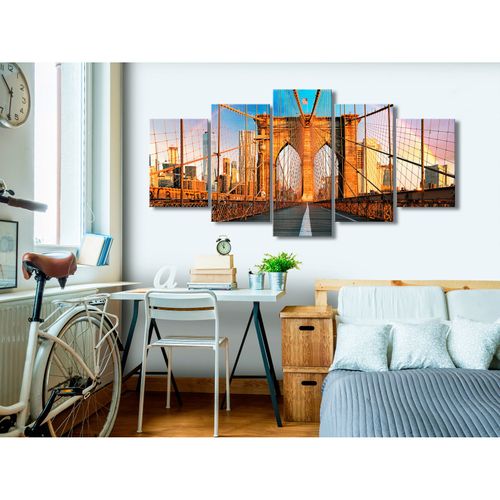 Tableau Bridge To Happiness (5 Parts) Wide 200 X 100 Cm Orange