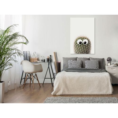 Tableau Cactus Aux Yeux (1 Partie) Vertical 80 X 120 Cm Vert