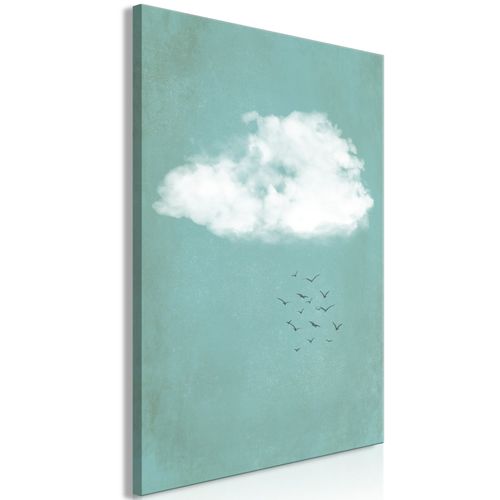 Tableau Cumulus Et Oiseaux Vertical 40 X 60 Cm - Bleu