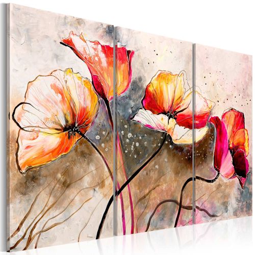 Tableau Dans Des Coquelicots 60 X 40 Cm Orange