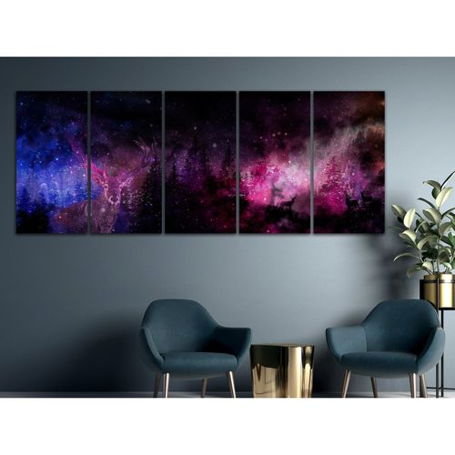 Tableau Deer Galaxy 5 Parties Étroit 200 X 80 Cm Violet