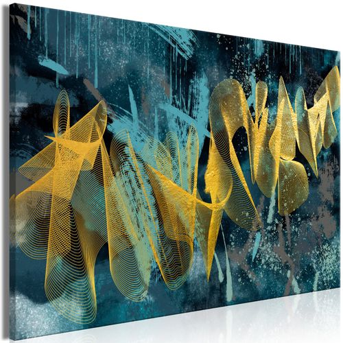 Tableau Golden Waves Wide 60 X 40 Cm Bleu