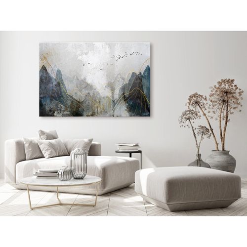 Tableau Misty Mountain Pass Wide 90 X 60 Cm Gris