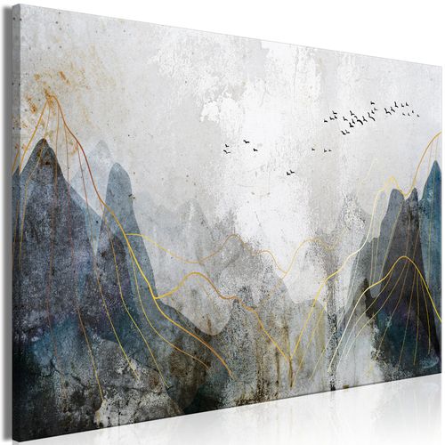 Tableau Misty Mountain Pass Wide 120 X 80 Cm Gris