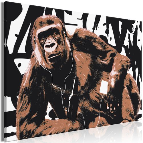 Tableau Pop Art Monkey (1 Part) Étroit Marron 90 X 60 Cm Marron
