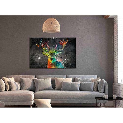 Tableau Cerf Arc-en-ciel Large 60 X 40 Cm Gris