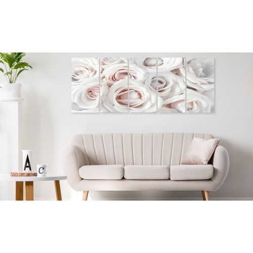 Tableau Satin Rose (5 Parts) Étroit Rose 200 X 80 Cm Blanc