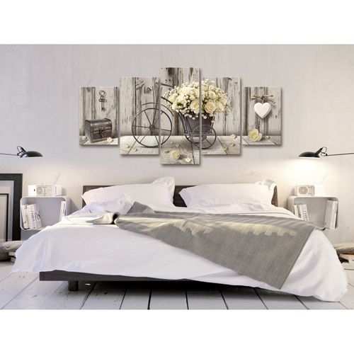 Tableau Bouquet Secret (5 Parties) Large 100 X 50 Cm Beige