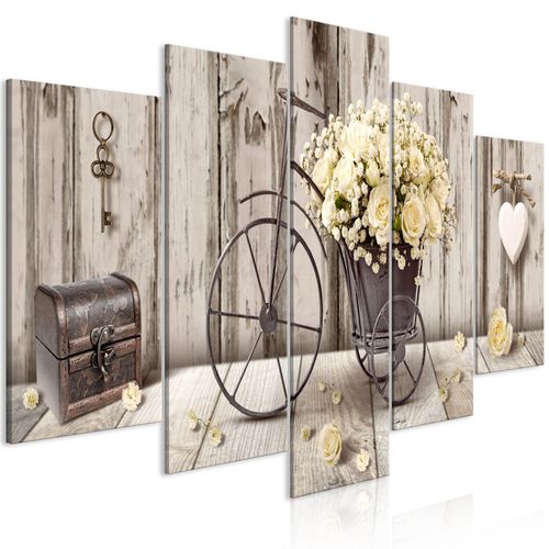 Tableau Bouquet Secret (5 Parties) Large 100 X 50 Cm Beige