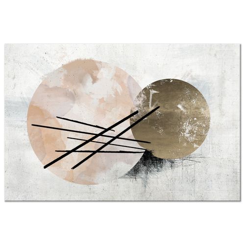 Tableau Composition Sphérique Large 90 X 60 Cm Beige