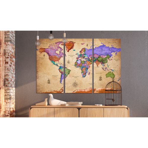 Tableau En Liège Colourful Travels (3 Parts) 90 X 60 Cm Beige